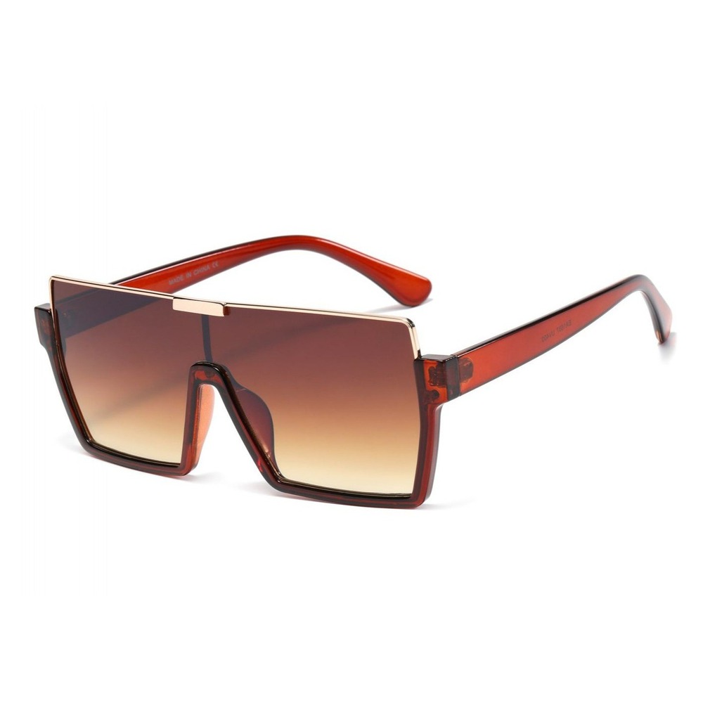 Oversized Square Sunglasses Women Fashion Shades Designer Gold Brown Lens Lentes